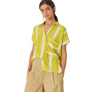 SKFK UMA Yellow White Stripe Viscose Button Up Shirt Medium Reg. $139 NWT